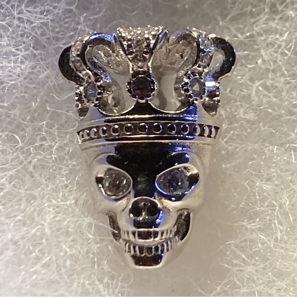 Silver Skull  with Crown Charm